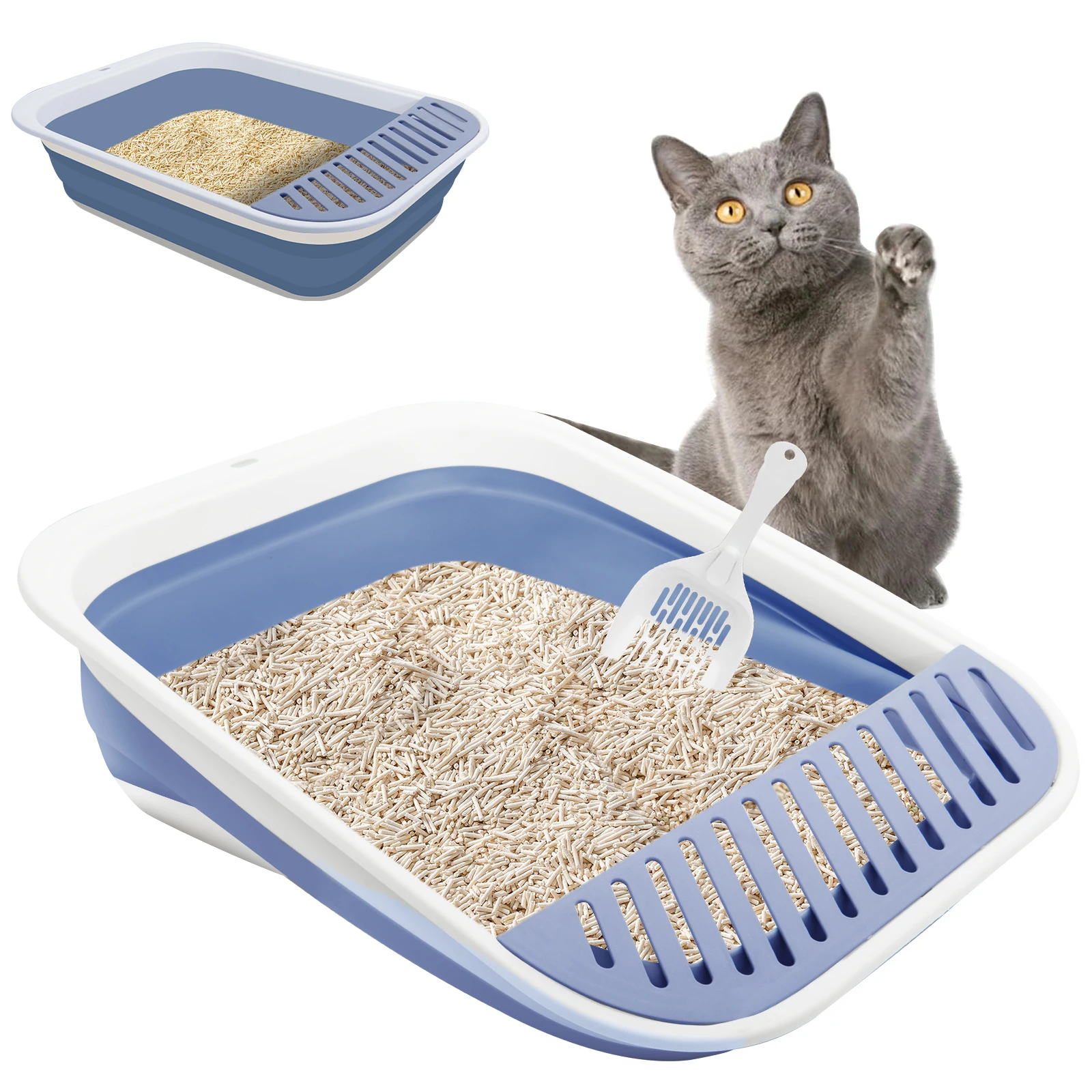 Katzenklo Flacher Einstieg, groß – ideal für ältere Katzen & bei Arthritis oder eingeschränkter Mobilität – geeignet nach OP & Kastration – faltbar, wasserdicht & mit niedrigem Einstieg