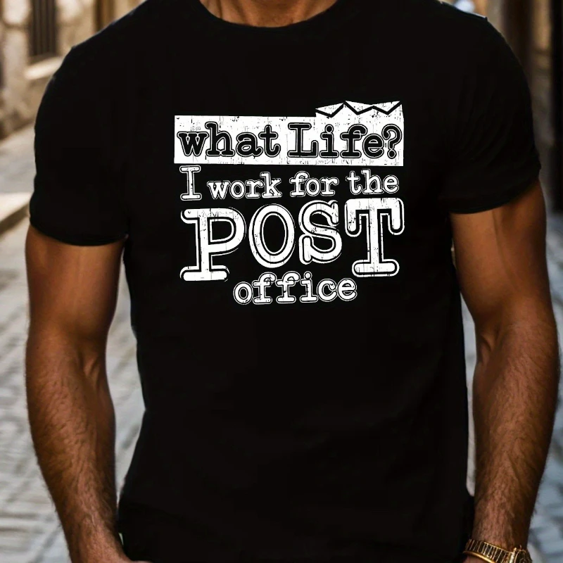 

Vibrant Graphic Print Crew Neck Top Men's Casual Pure Cotton T-Shirts with Creative Letter Design Outdoor Clothing for Men