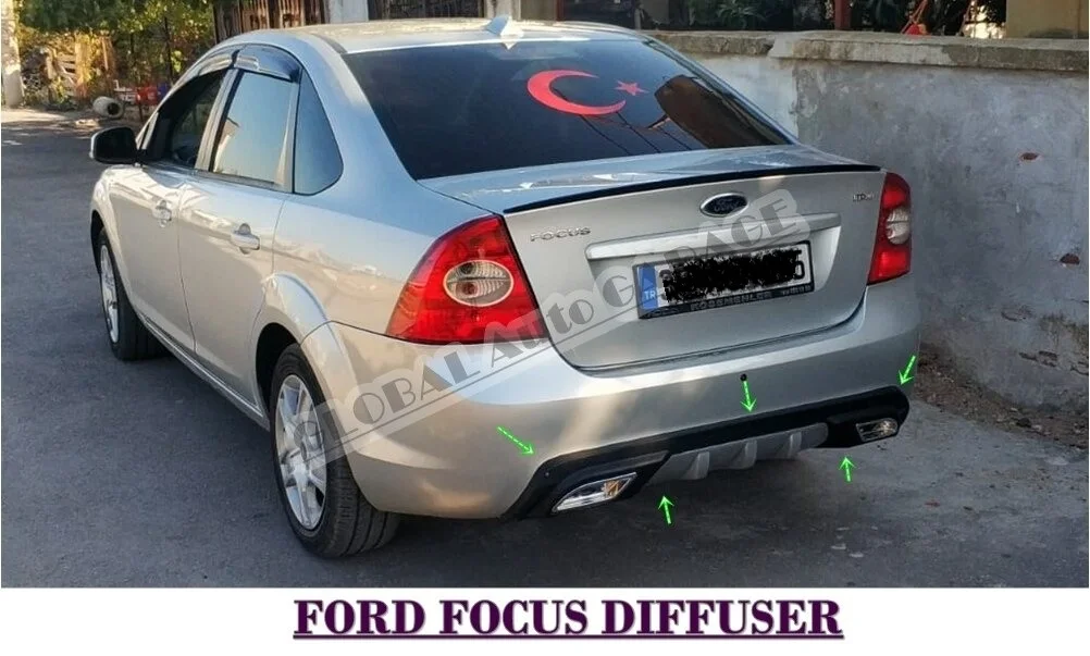 For Ford Focus 2 Sedan Hatchback 2004-2019 Diffuser Rear Bumper Extension Attachment Car Styling Auto Accessory Exhaust Sport