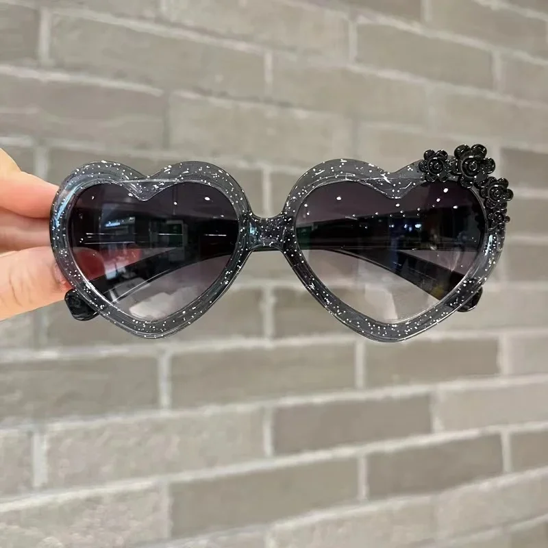 Lunettes de soleil transparentes pour enfants, lunettes de soleil pour enfants, coeur de pêche, fleur, tendance de la mode, nouveau