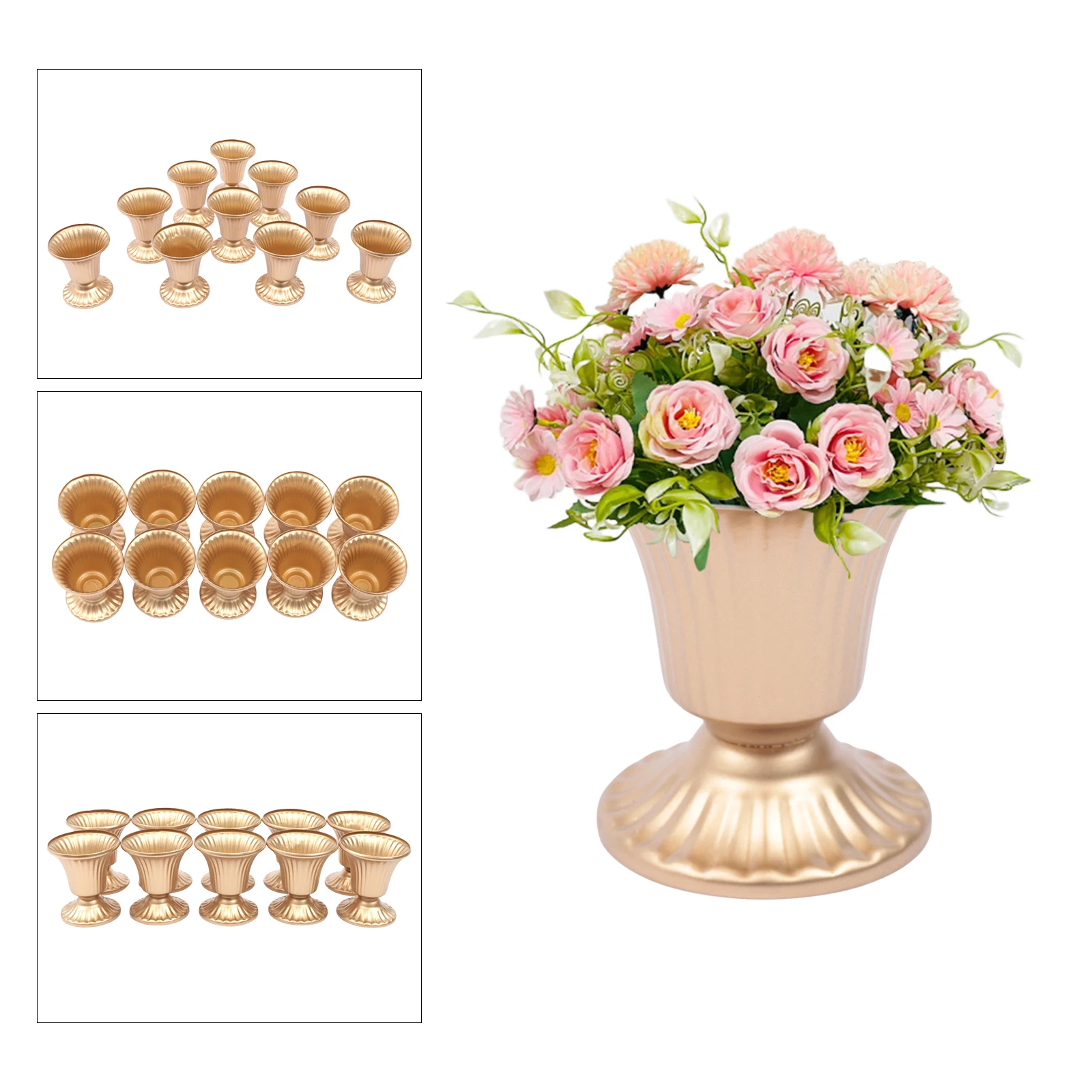 

Pcs of 10 Mini Sized Metal Wedding Centerpieces Vase for Wedding Party Decoration, 10cm/3.94" Tall Trumpet Vase Flower Holder