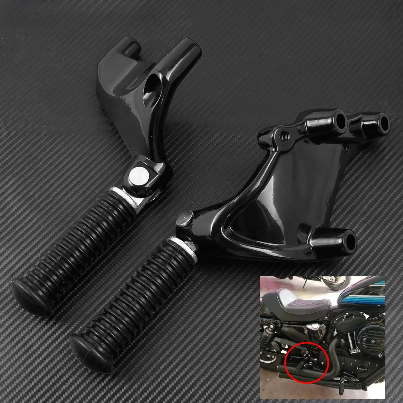Tylne podnóżki pasażera motocykla góra czarny pedał dla Harley Sportster Iron 883 1200 XL 48 72 SuperLow 2014-2021 — 2