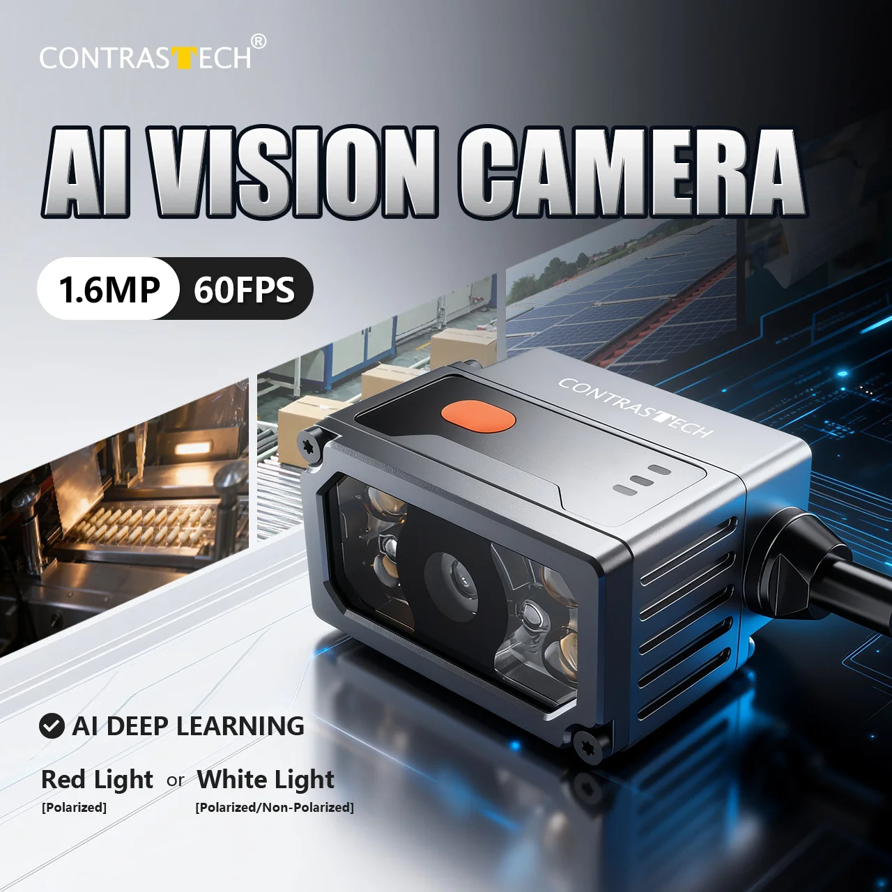 

AI Smart Vision Camera 1.6MP 60fps GigE Polarized Light Industrial Machine Vision for Automation Logistics Sorting In-Sight 28