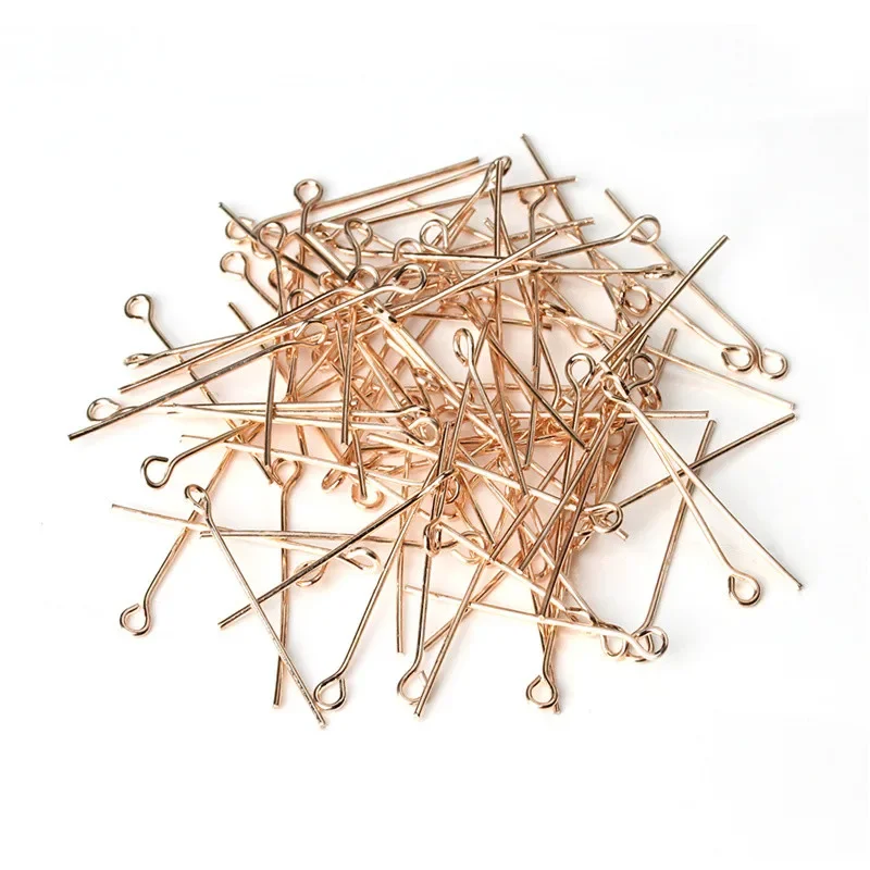 200szt/lot 50mm Rose Gold Color Head Pin Eye Pins Flat Metal Head Pins Needles DIY Jewelry Making Findings 0.7mm (21 gauge) F117 — zdjęcie 2