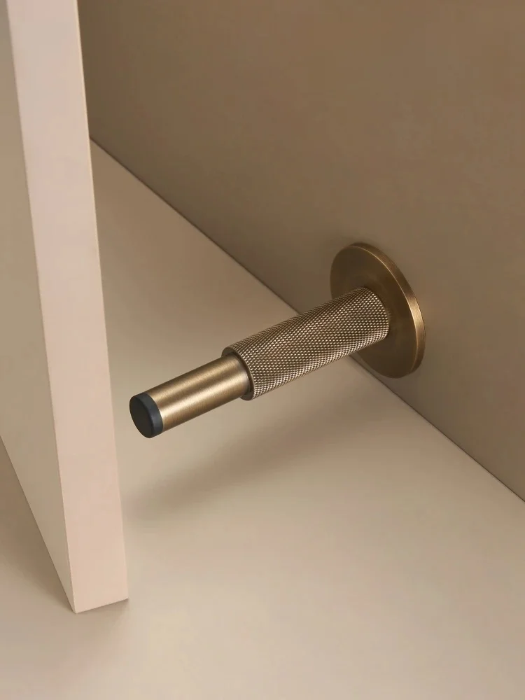 Nurlin Messing Gekartelde Deurstopper Badkamer Deur Kamerstopper Zware Vloer Muurbevestiging Bumper Deurhouder Vangst Antiek Messing - afbeelding 2