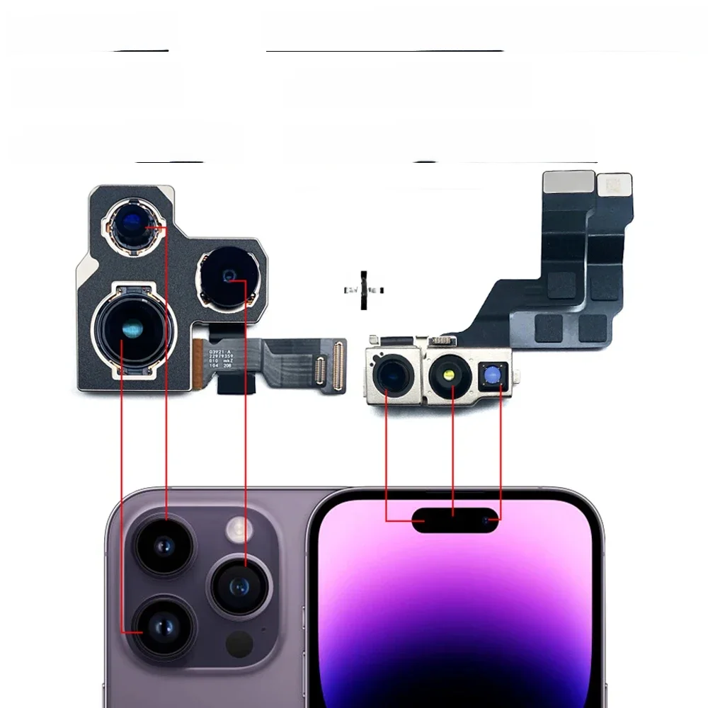 NOWY Sprawdzony Moduł Flexa Tylnego Aparatu + Przedniego Aparatu do iPhone 11 14 Pro Max, Zamiennik do iPhone 14 Plus — zdjęcie produktu 7