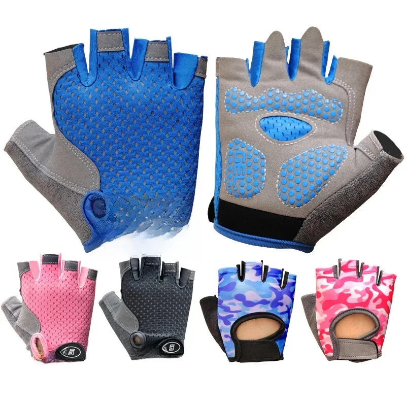 Gants pour enfants demi-doigt Sports de plein air enfants cyclisme garçons filles Protection antidérapant respirant mince printemps été gants