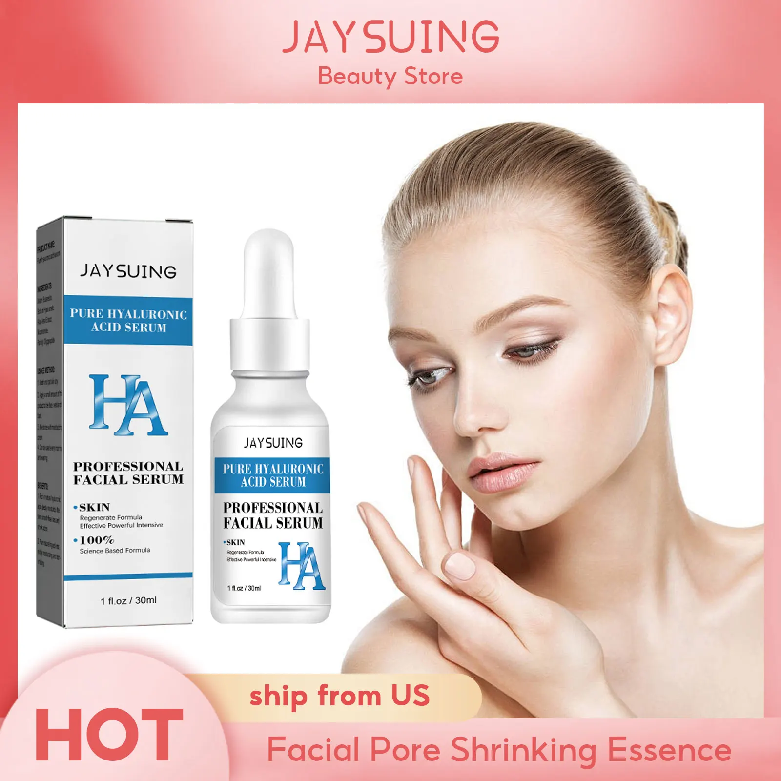 Pure Hyaluronic Acid Face Serum Shrinks Pore Boost Skin Collagen Hydrate and Plump Anti Aging & Wrinkle Facial Care Moisturizer