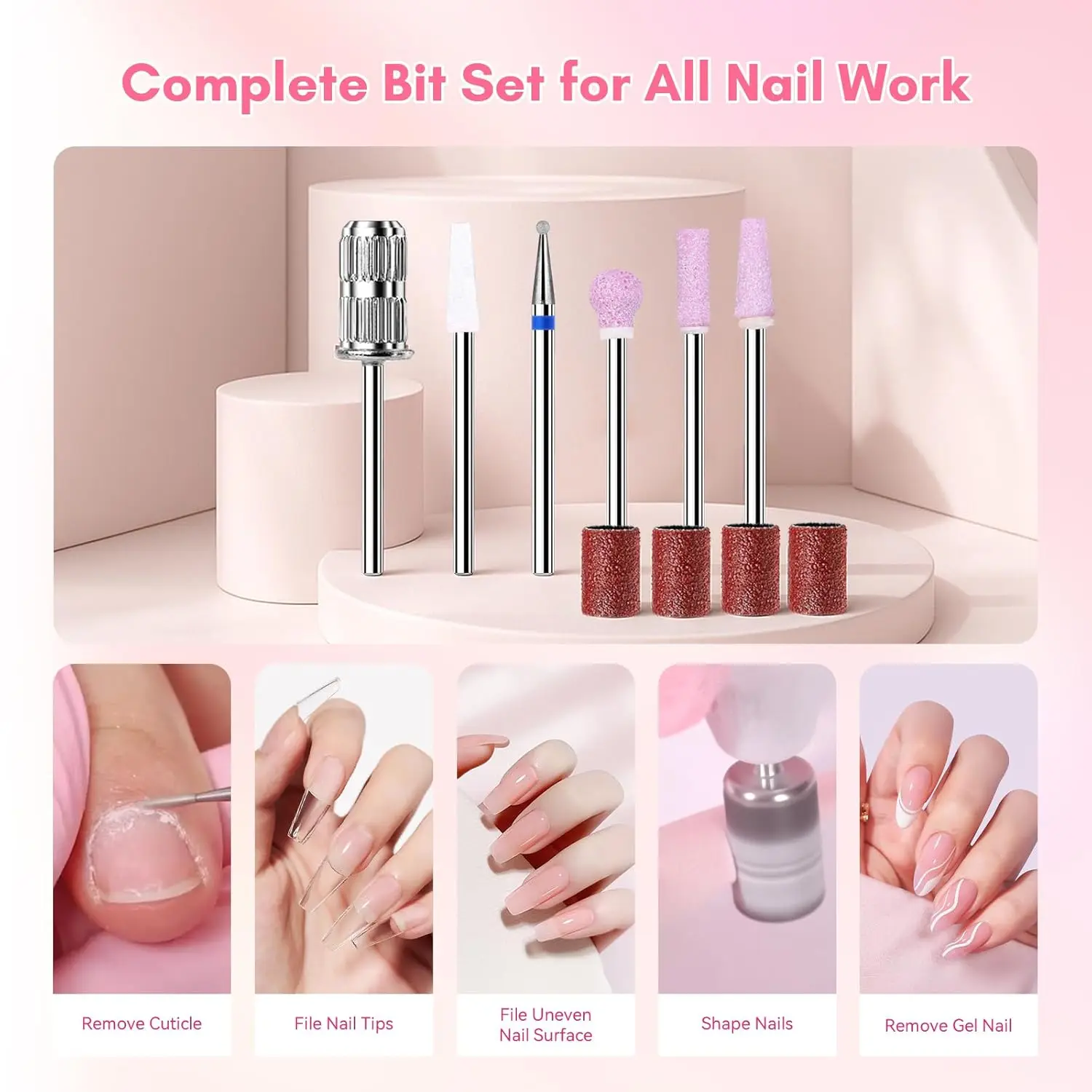 Professionele Nail Boor, Nouvella 35000Rpm Elektrische Nagelvijl Machine Met Coreless Motor Oplaadbare Efile Voor Nagels Gel