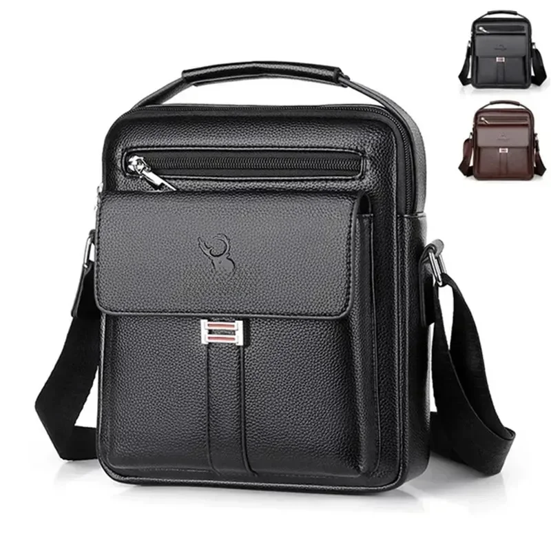 Męskie torby na ramię z prawdziwej skóry wysokiej jakości Tote Fashion Business Man Messenger Bag skórzane torby piterek — zdjęcie 2