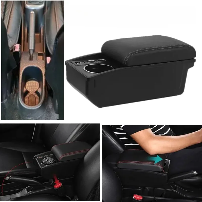 Für Peugeot 207 Armlehnenbox Für Peugeot 207 CC Auto-Armlehnenbox Zentrale Aufbewahrungsbox Getränkehalter Spezielles Nachrüst-Autozubehör