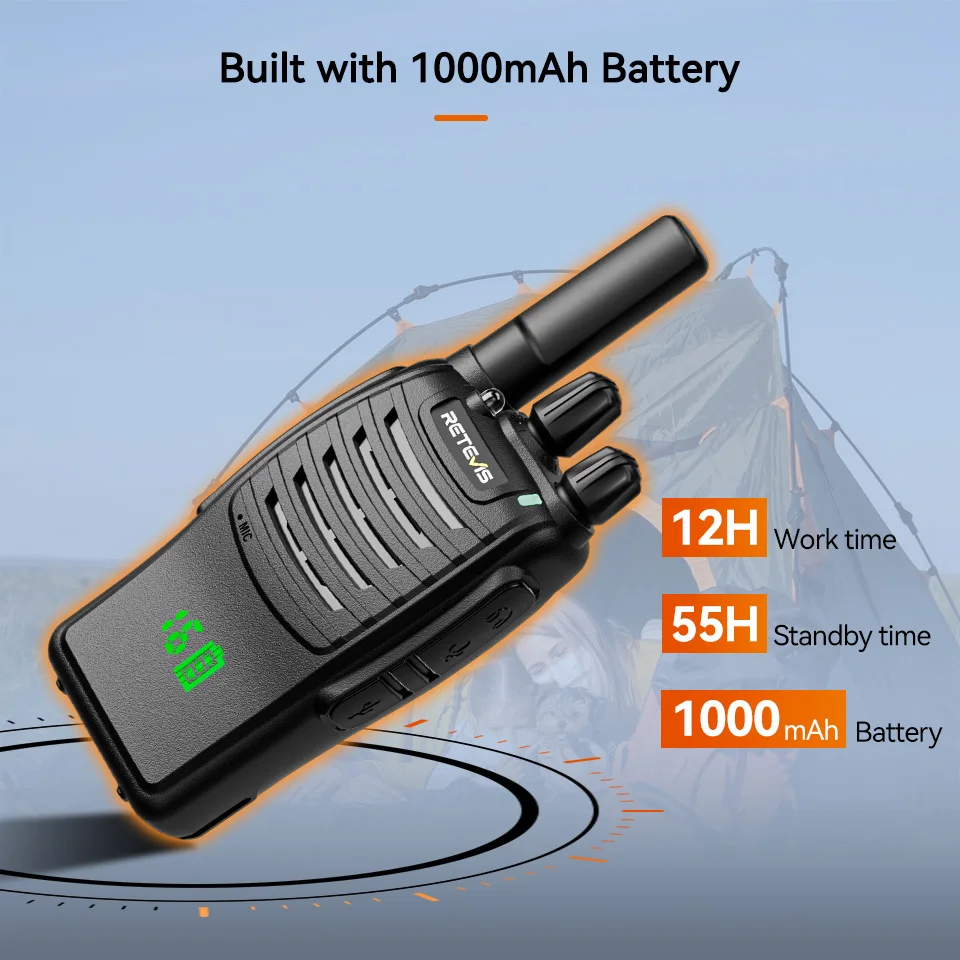 Retevis H777H Walkie-Talkie, 6-teilig, Zwei-Wege-Radio, Walkie-Talkie, PMR/FRS, Kommunikationsradio, tragbar, mit Sechs-Wege-Ladegerät, Gegensprechanlage – Detail 3
