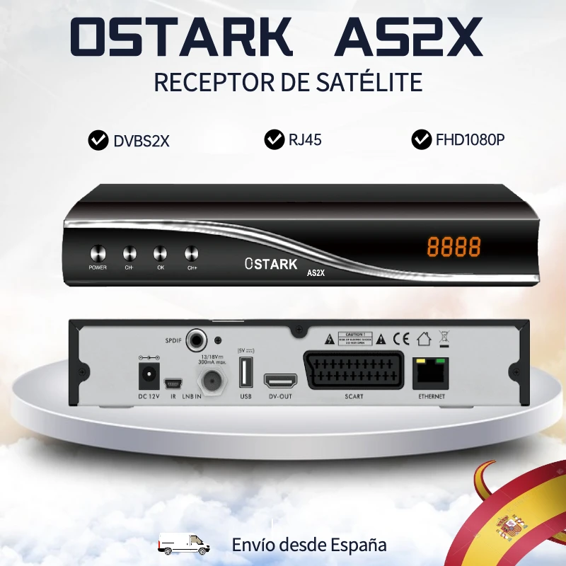 Ostark AS2X DVB-S2/S2X T2MI H.265 Scart stalker rj45 USB wifi included YouTube, Xtream, Stalker shipping from Spain satellite receiver