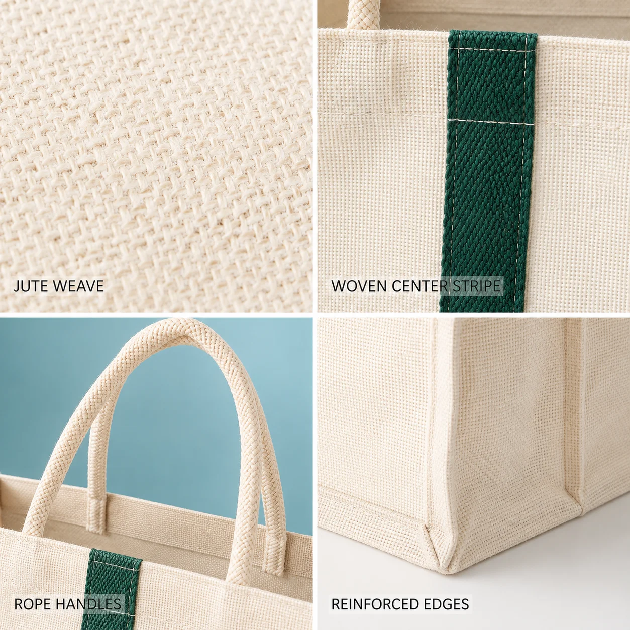 Sac en jute rayé vert durable, - Women Bags Jute avis et prix