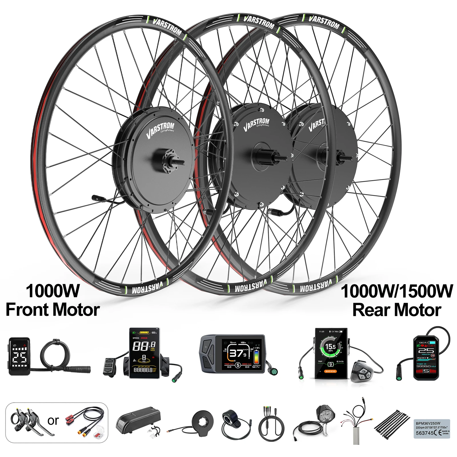 [Livraison en 3 jours] Varstrom JYLT 48V 1000W 1500W Kit de conversion de vélo électrique Moteur de moyeu de roue avant ou arrière |   Kit de conversi