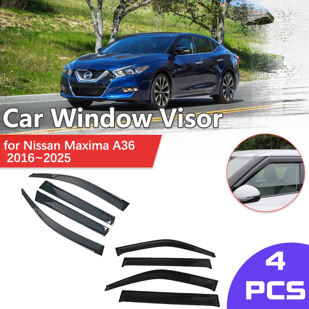 Car Window Visor for Nissan Maxima A36 2016~2025 2017 Rain Eyebrow Shelter Vent Awning Smoke Deflector Guard Cover Accessories