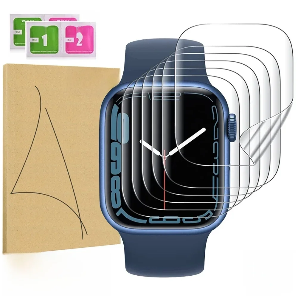 Displayschutzfolie für Apple Watch Serie 9 7 8 41 mm 45 mm HD transparente TPU-Folie iwatch Serie 6 5 4 3 2 1 SE 38 mm 42 mm 40 mm 44 mm
