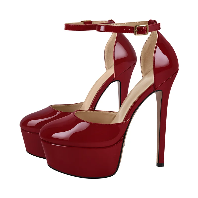 Onlymaker Women Platform Pumps Ankle Strap Stiletto High Heels Dress Shoes Big Size Fashion Party Thin Heel Shoes