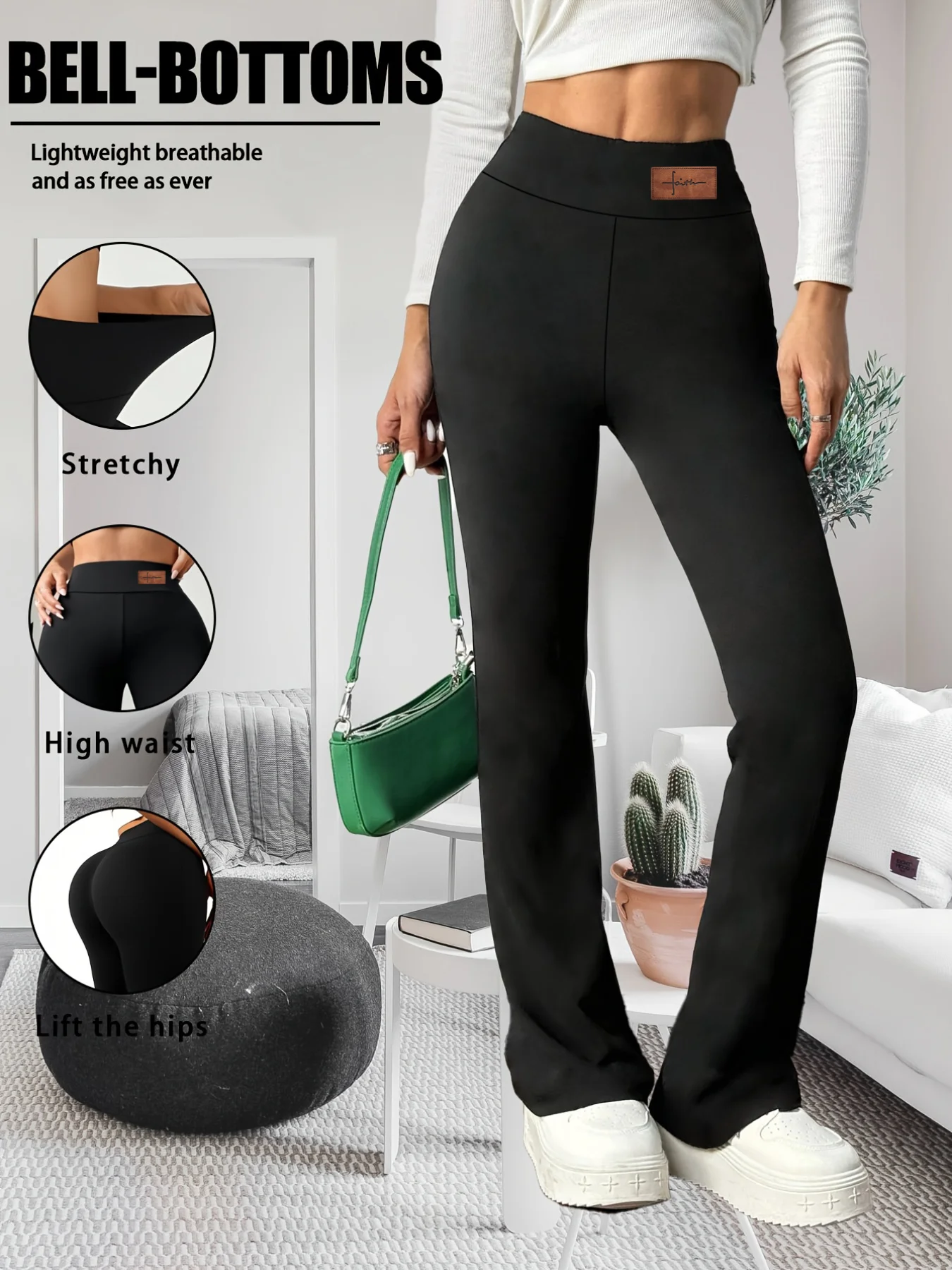 

Женские леггинсы, всесезонная коллекция, эластичная ткань с высокой талией для комфорта, модный новый стиль 2025 года