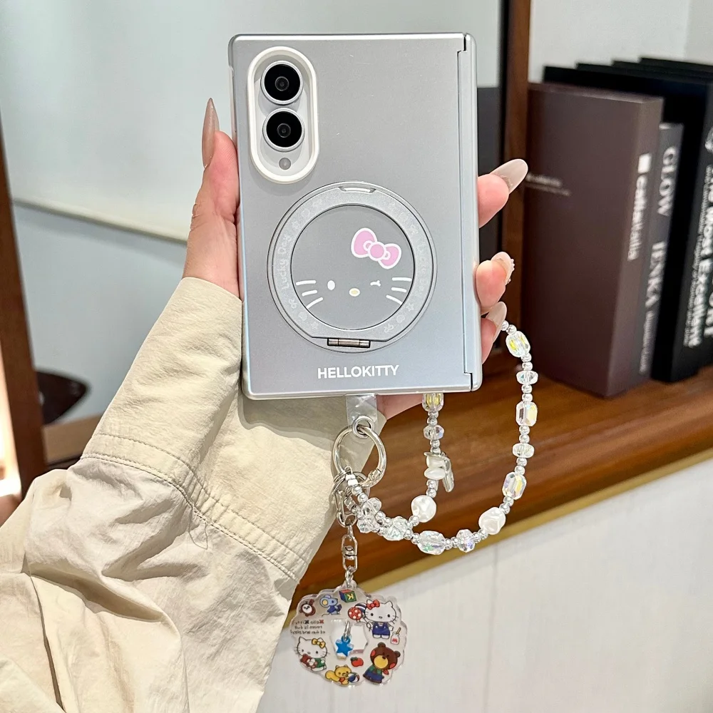 Fashion Korean Ins Cute Cartoon Cat Phone Case for Samsung Galaxy Z Fold 8 Kawaii Shockproof Protective Cover with Magsafe Stand