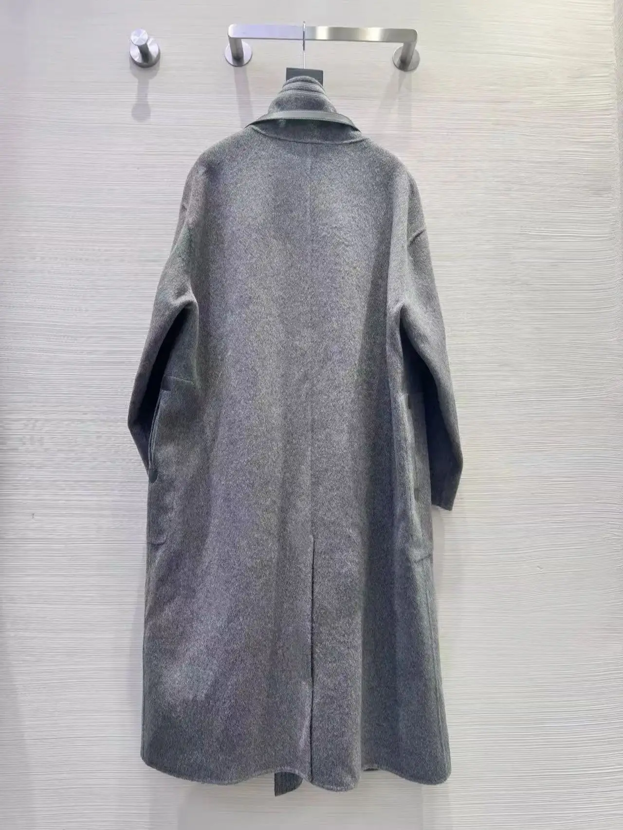 Elegant women's autumn-winter solid color cashmere-wool coat