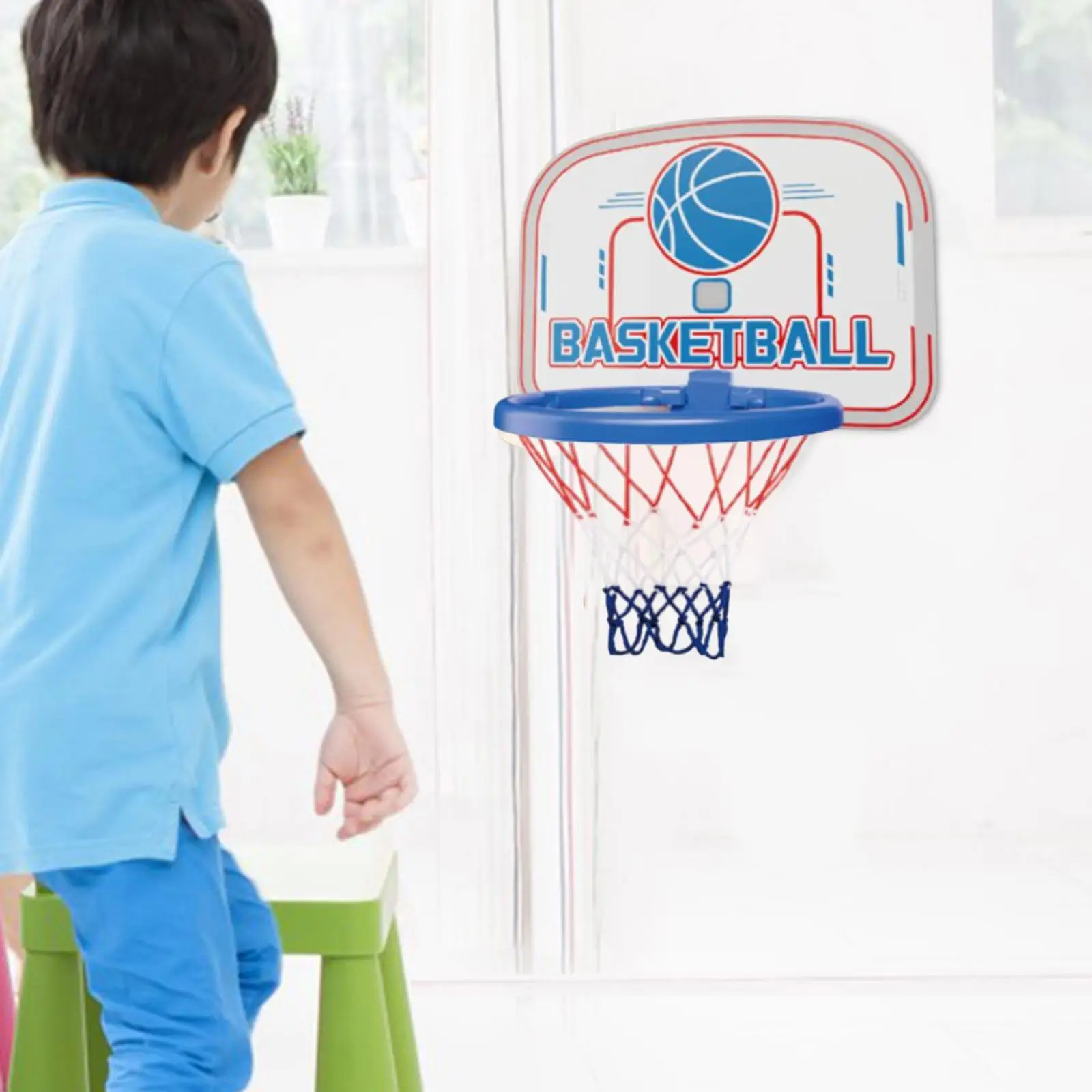 ミニバスケットボールフープおもちゃキット ボール1個付き 壁掛け式 ポータブル 面白いバスケットボール愛好家 屋内 ホーム ボーイズ ガール ドアルームゲーム用