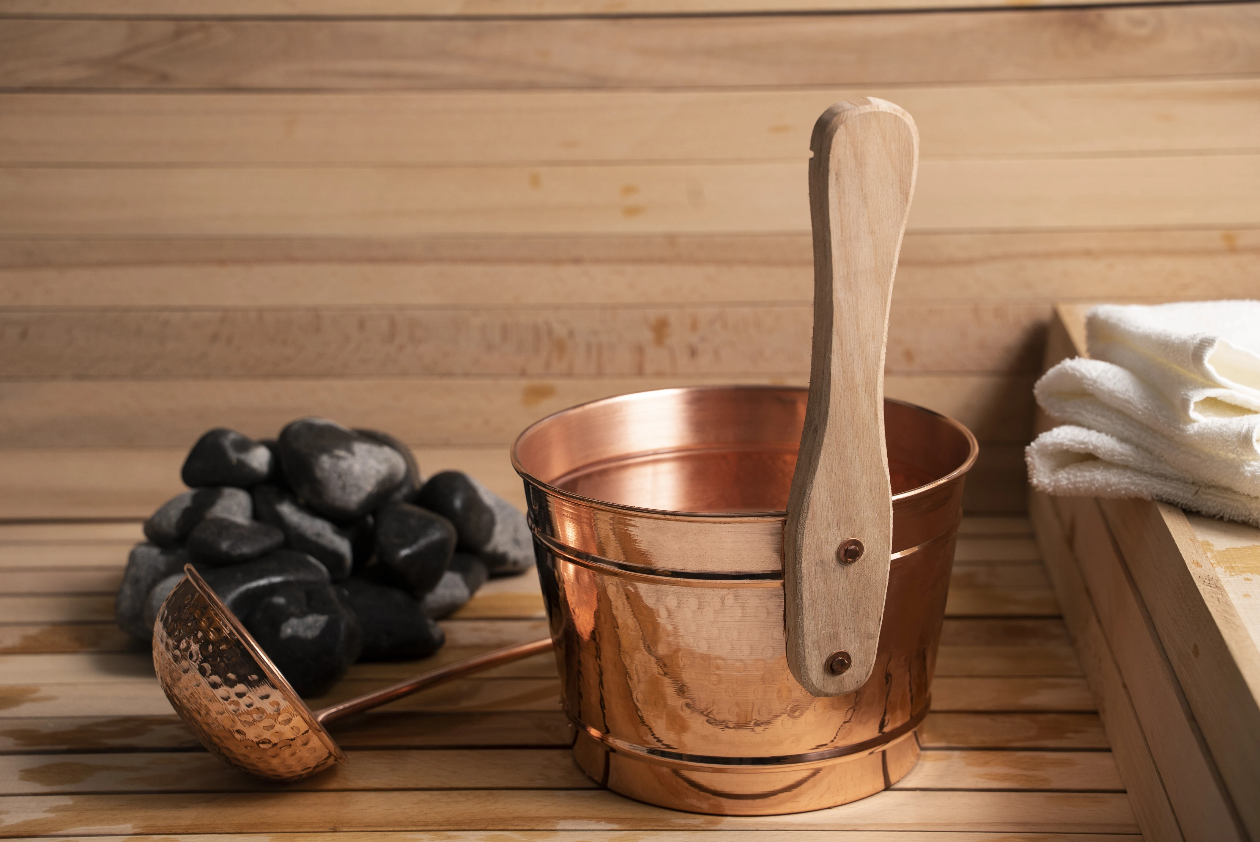 Copper Sauna Bucket and Ladle Set %100 Solid Copper | Handmade Spa Accessories | Hammam Copper Bathroom Accessories