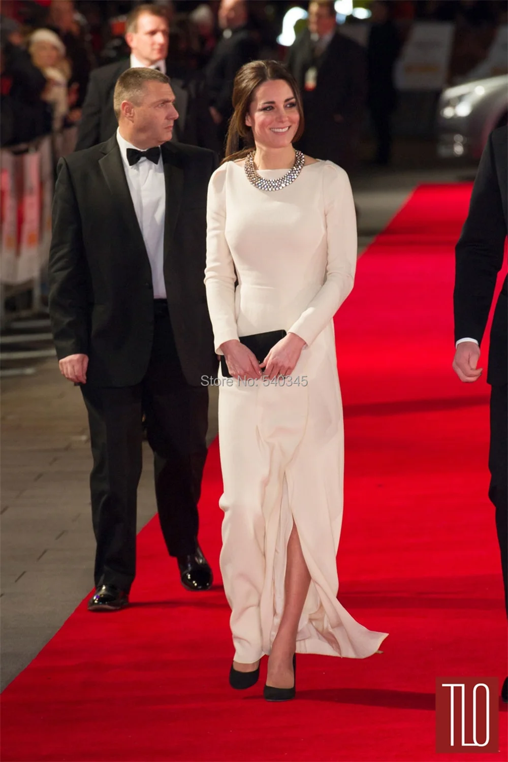 Jenny Packham tarafından 2022 Kate Middleton abiye zarif ünlü kırmızı halı Vintage Jewel boyun uzun kollu فااييjenny Jenny Jenny ررر