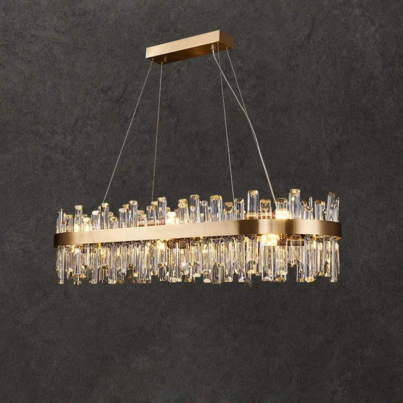 Gouden Chroom Zilver Ronde Ovale Kristallen LED Hanglampen Kroonluchter Verlichting Ophangarmatuur Lampen Voor Eetkamer - afbeelding 2