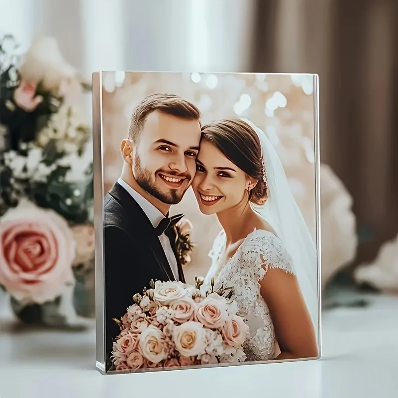 Custom Acrylic Photo Blocks, Personalized Couples and Family Portraits, High-Definition Printing, Waterproof Polish, Modern Roma