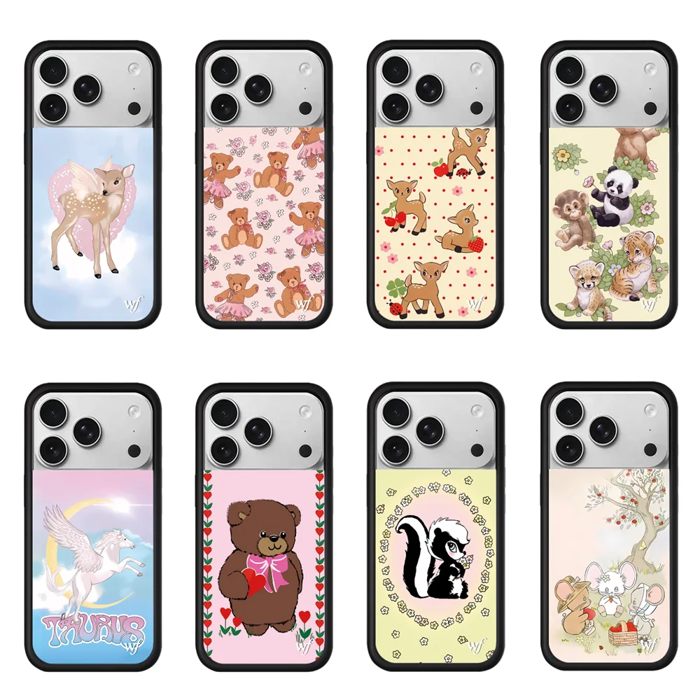 

Wildflower INS Cute Bear Christmas deer Phone Case for 17 Pro Max 12 13 14 15 16 Plus 16 15 pro 3D WF Fundas Monkey Sky Cover