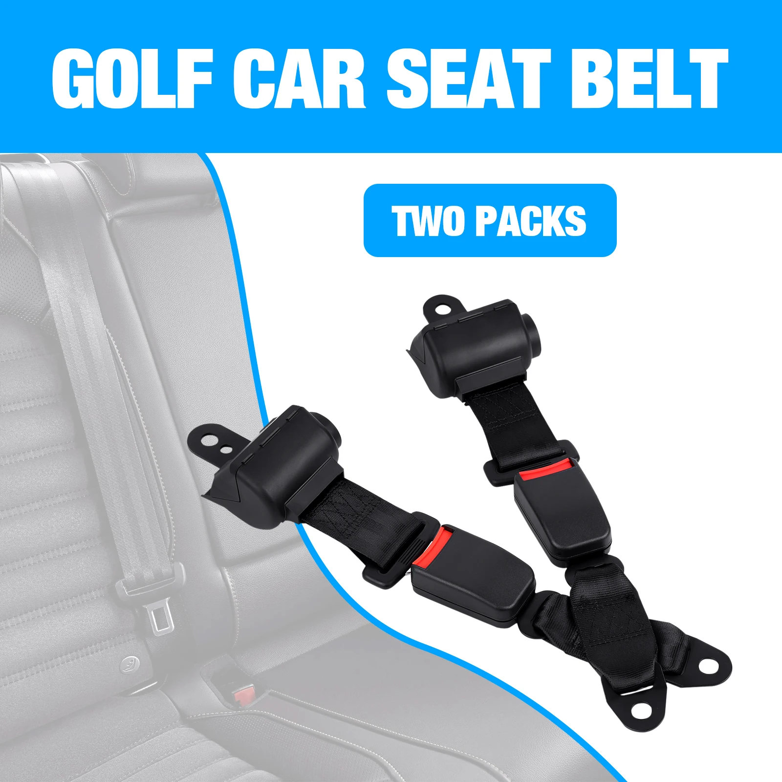 

Universal Golf Cart Seat Belt With Buckle and Bracket Kits Retractable For Club Car Yamaha Go Kart/UTV Seat Belt 2pcs