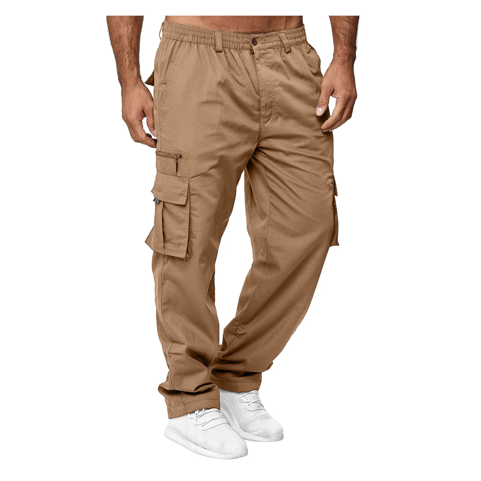 Pantalones cargo informales con cremallera para hombre, pantalón holgado con múltiples bolsillos, para correr, 2022