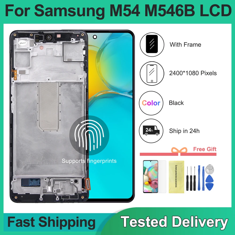 

6.7'' AMOLED For Samsung M54 5G LCD Display Touch Screen Digitizer Assembly for Samsung M546B M546B/DS Display With Frame