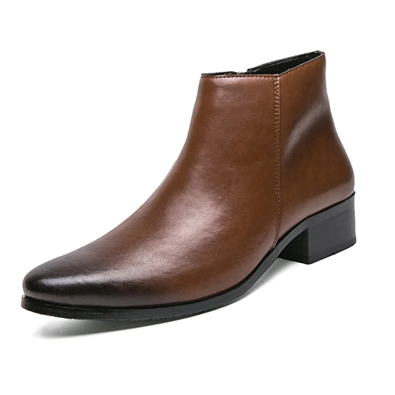 MAEDEF nowe męskie buty wysokiej jakości marka Retro wygodne skórzane wodoodporne botki 2024 modne czarne brązowe męskie buty — zdjęcie 2