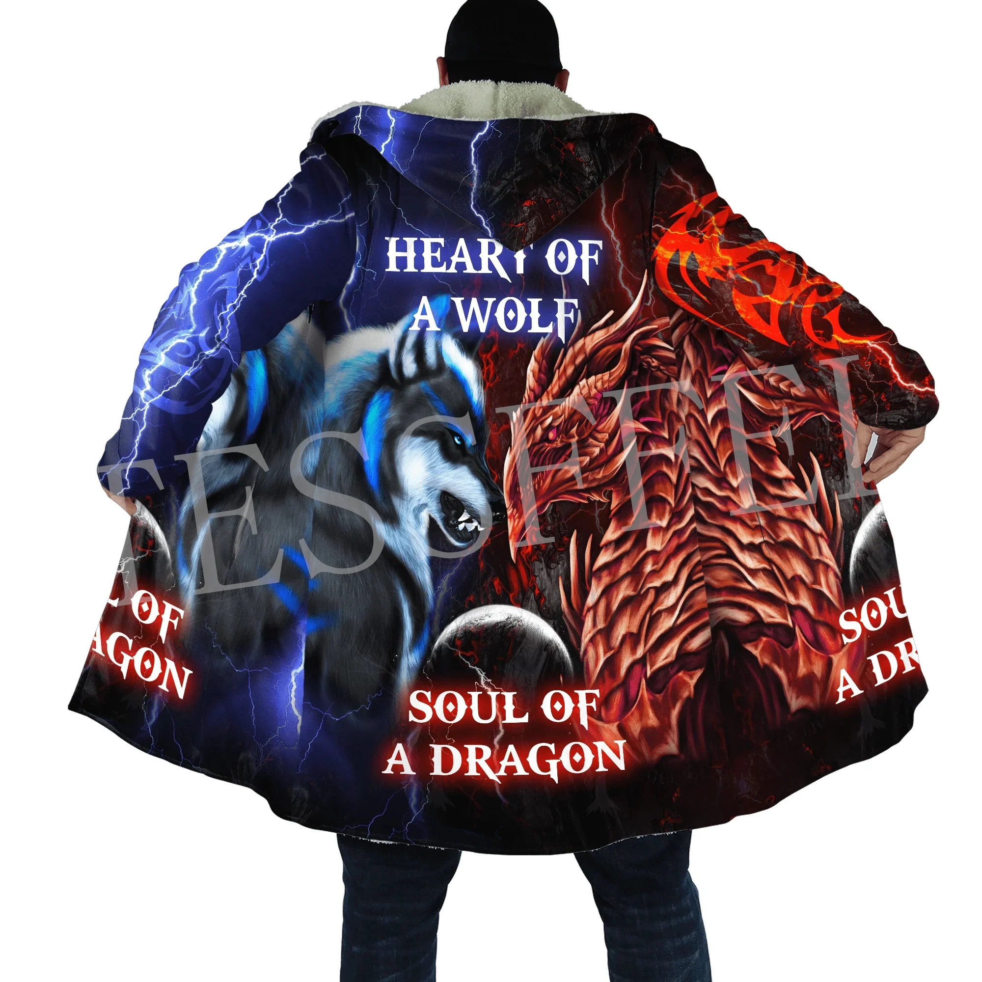 Custom Name Cosplay Animal Dragon Retro Tattoo Harajuku 3DPrint Windbreaker Winter Casual Funny Hoodies Cloak Fleece Overcoat X3