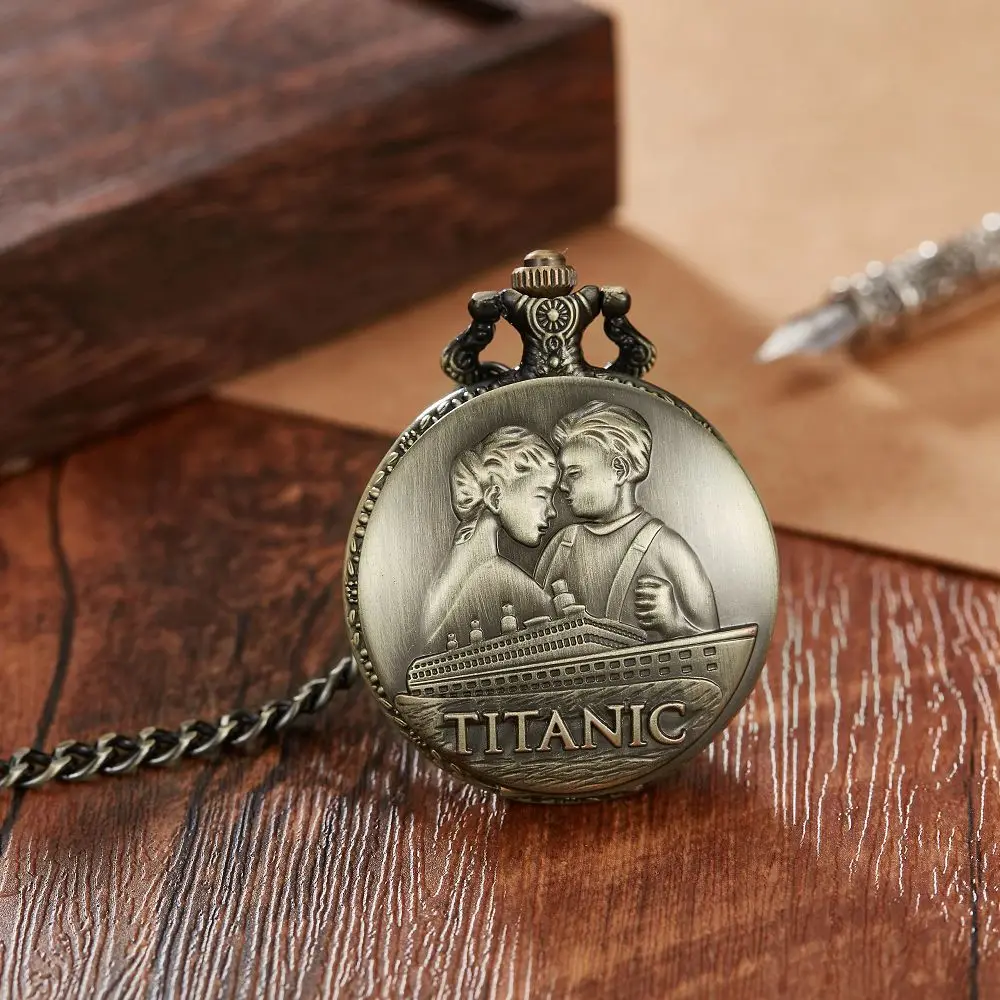 2025 Fashion Jewelry Vintage Charm Jack And Rose Titanic mechanical Pocket Watch Necklace For Women Men