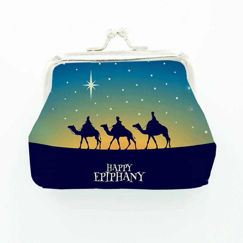 Custom Día de Reyes Coin Purse, 24PCS, Three Kings Epiphany Theme, PU Leather Wallet, Religious Souvenir, Gift Wholesale