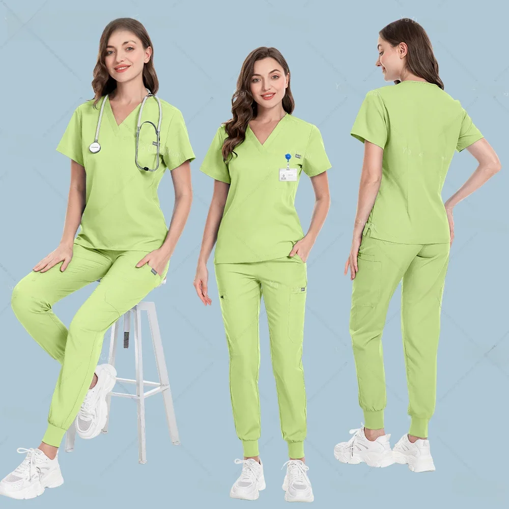 Nowe mundury pielęgniarskie Kobiety Mężczyźni Casual Jogger Pants Set Farmacja Odzież robocza Szpital medyczny Lekarz Pielęgniarstwo Mundur wysokiej klasy Garnitur — zdjęcie 2