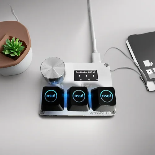 4 + 4 O3C + SayoDevice OSU O3C interruptores Hall de disparo rápido interruptores magnéticos de color rosa teclado con perilla pantalla teclado de tablero geométrico