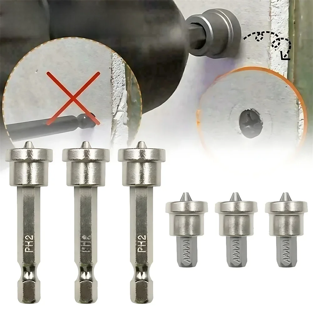 Ph2 pontas de chave de fenda para drywall, parada de profundidade curta, placa de gesso, 6.35mm,