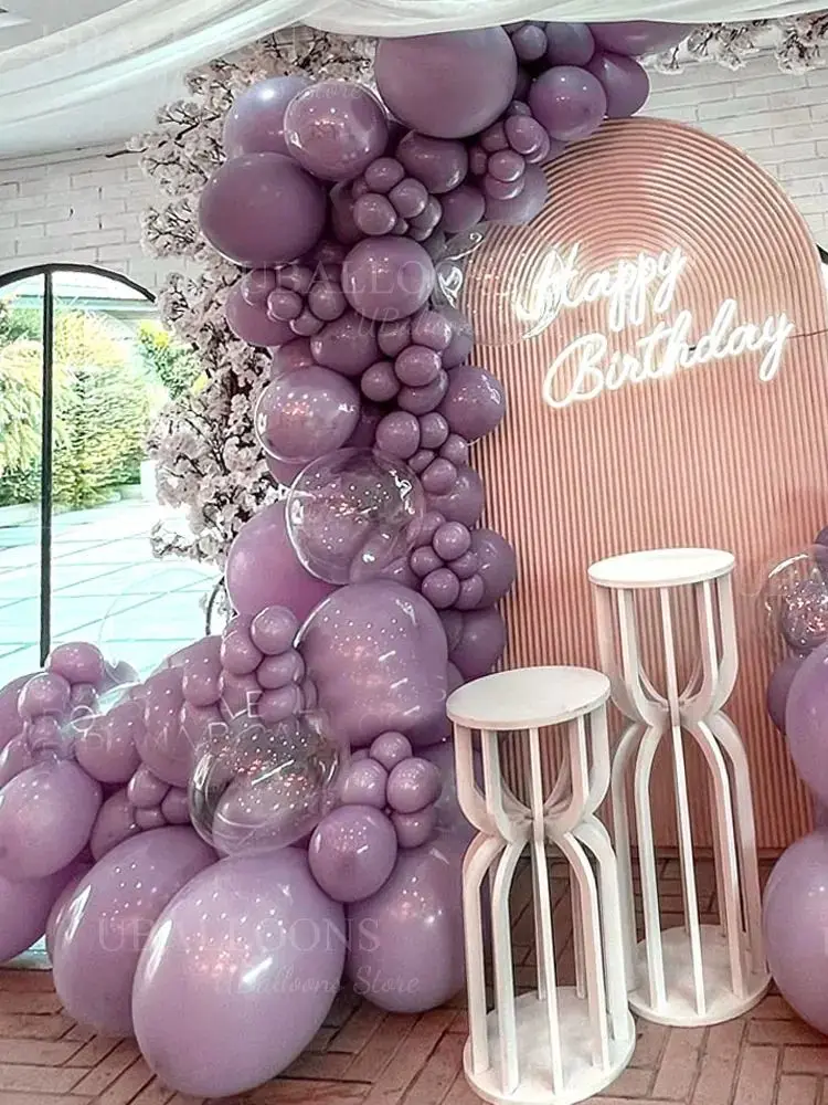 Guirlande de ballons d'anniversaire violet poussiéreux 5/10/12/18 pouces, ballon violet Boho pâle lavande pour mariage, réception-cadeau pour bébé, décor de fiançailles