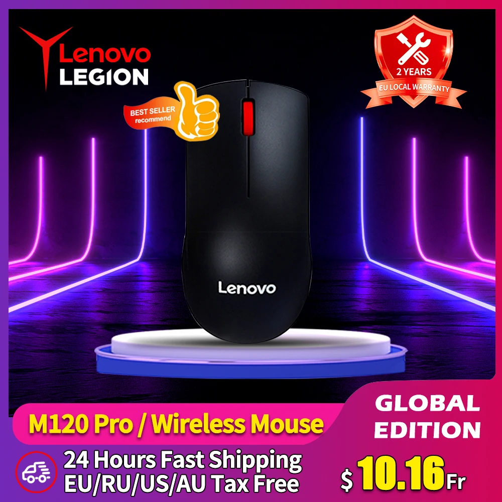 Lenovo M120Pro Wireless Mouse Ergonomic Sensor USB Receiving Gaming Office Mouse 1000PDI MacBook Laptop Universal Accessories