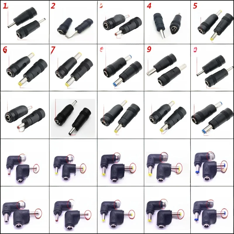 Złącze DC 5,5 x 2,1/2,5 mm żeńskie na 3,0 × 1,1、4,0 × 1,35、4,0 × 1,7、5,5 × 2,1、5,5 × 2,5 mm męski konwerter wtyczki Zasilacz do laptopa — zdjęcie 2