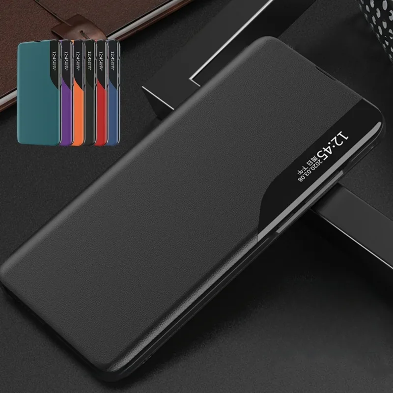 Etui na telefon z funkcją otwierania okienka do Samsung Galaxy A57 A37 A17 A56 A36 A26 A16 A55 A35 A25 A15 A54 A34 A14 5G 4G, skórzane etui typu book, funda — zdjęcie produktu 7