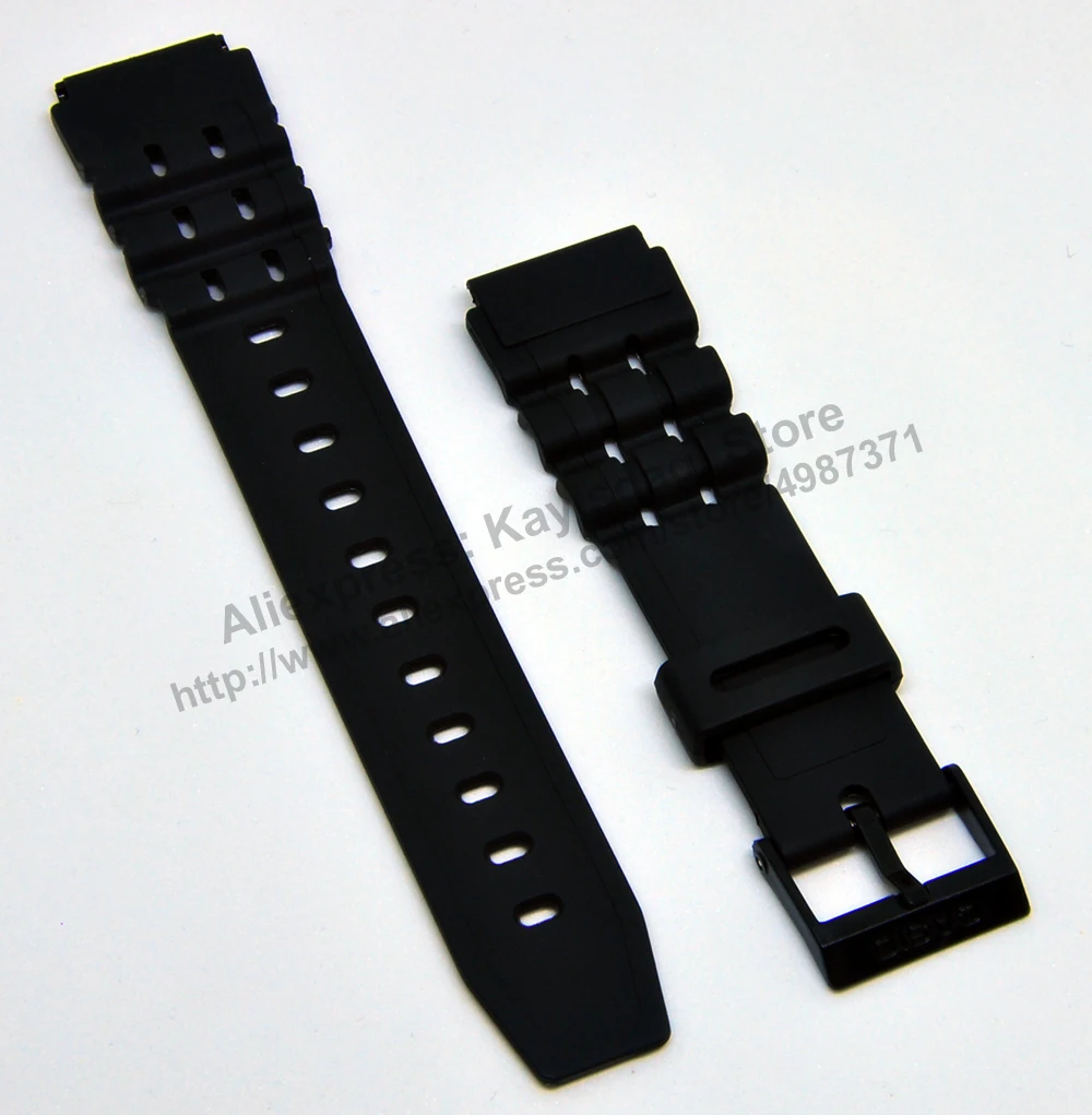 19mm Black Rubber Watch Band / Strap Compatible for Casio W-87H , W-88H , W-728H , W-727H , W-731H