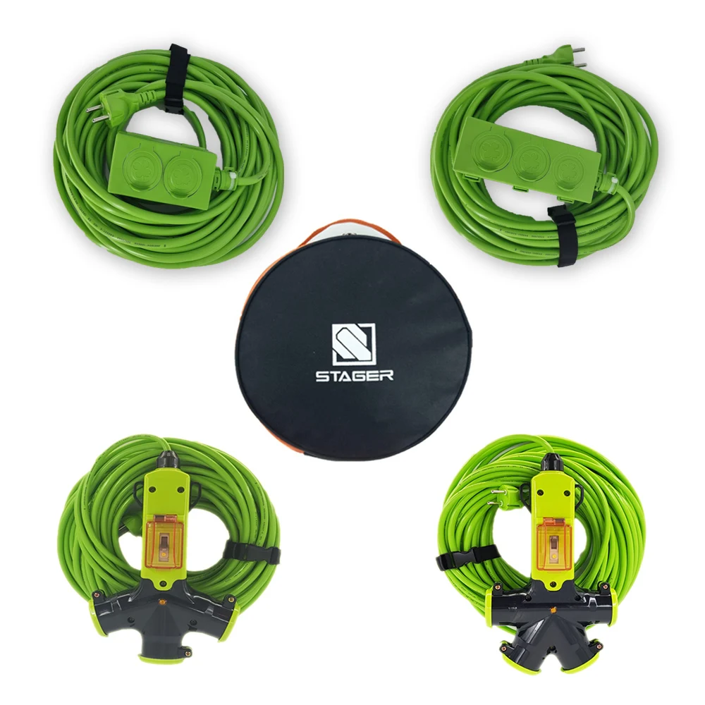 4WAY 1.5SQ extension line 10 for camping industrial work site lead line outlet