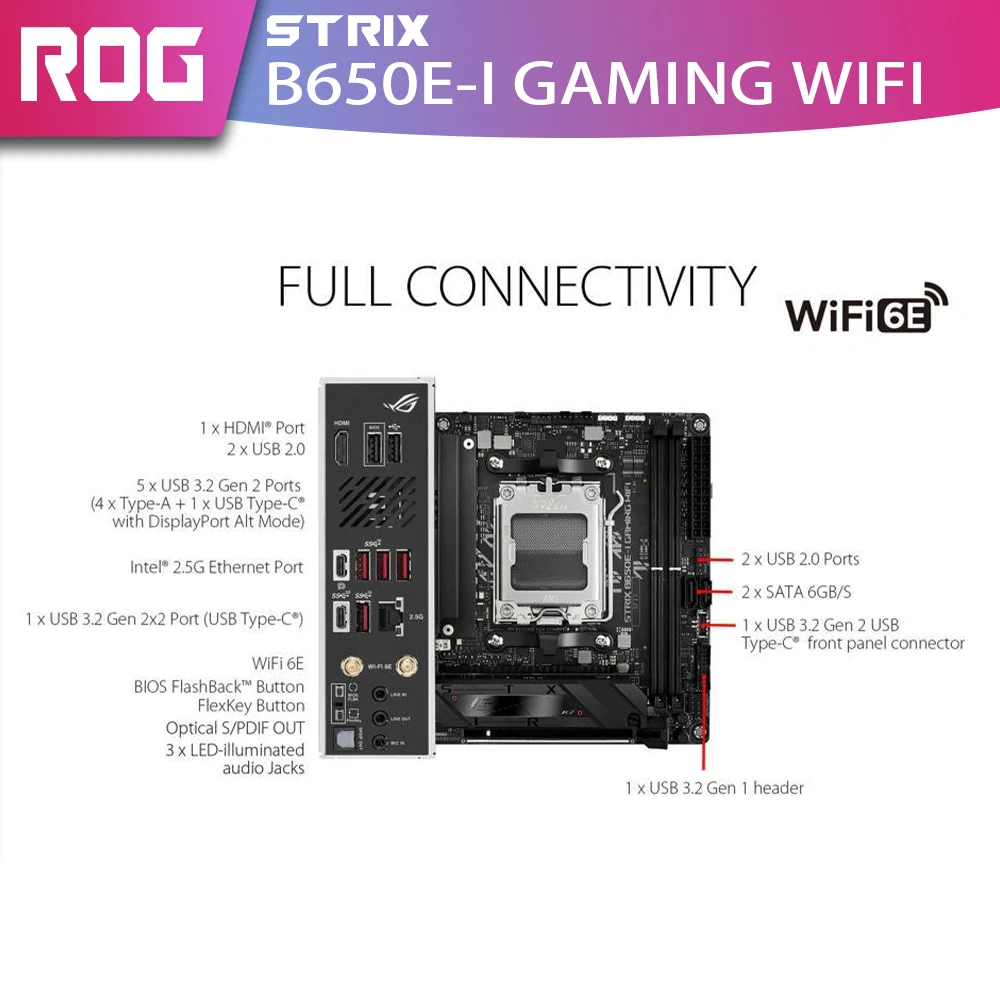 Новый комплект ASUS ROG STRIX B650E-I GAMING WIFI с процессором AMD Ryzen 9 7950X DDR5 память материнская плата AM5 RGB Combo Mini-ITX HDMI DP поддерживает видеокарты NVIDIA AMD для настольных ПК Gamer