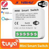 Jinashu Interuptor Inteligentes Wifi Mini Alexa Interruptor Zigbee Switch 16A Tuya Smart Switch Relay 2 Way Circuit Breakers