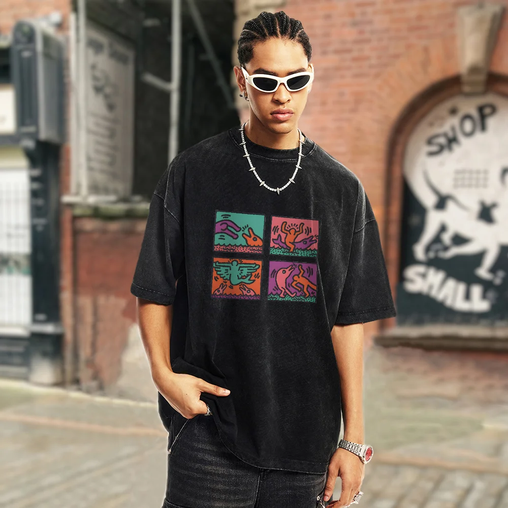 

Забавная интересная футболка в полоску с комиксами 2025, популярная женская футболка с рисунком, винтажная повседневная уличная одежда, хлопковая футболка в стиле Y2k, модный свободный топ